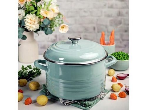 cumpără Cratiță Metalac 57053 Cratita emailata Waves Green 20cm, 4.0L, capac din metal în Chișinău 