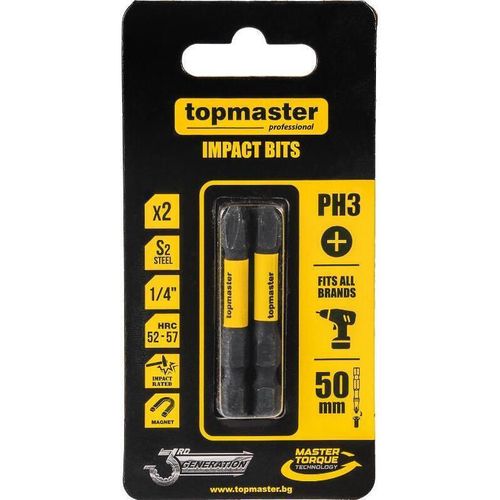 cumpără Set de tubulare, bite, duze Topmaster 338732 Burghie de impact, 50 mm, PH3, 2 buc. în Chișinău 