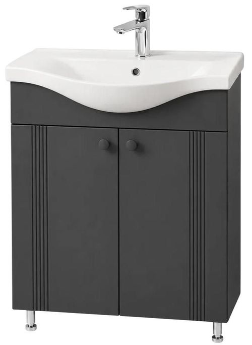 cumpără Dulap pentru lavoar Mashtab S12454 Palma (Basic) cu 2 uși 650x370x850 Antracit mat în Chișinău 