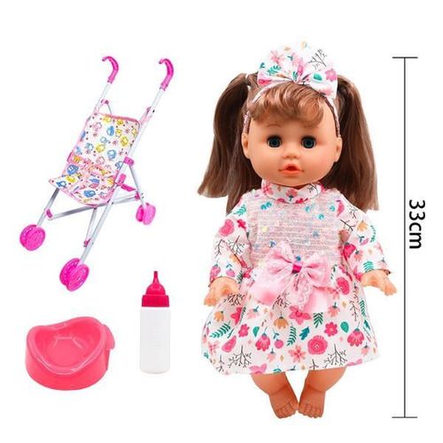 купить Кукла Essa HX335 Păpușă cu cărucior de plimbare și fundiță в Кишинёве 