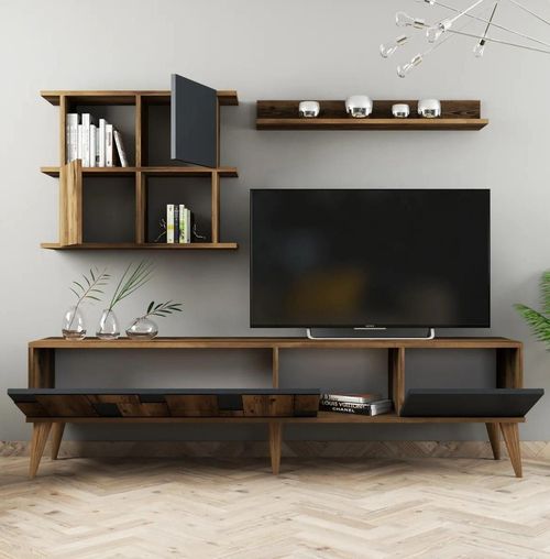 cumpără Set mobilă living Trendy Madrid, Antracit 180x48x33cm în Chișinău 