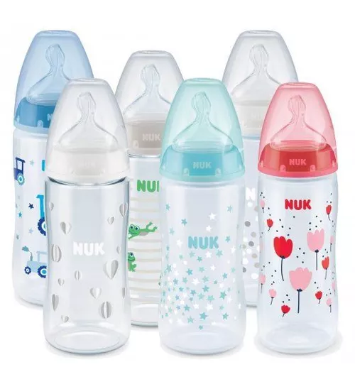 Biberon NUK First Choice Temp cu tetina din silicon (0-6luni) 300 ml 