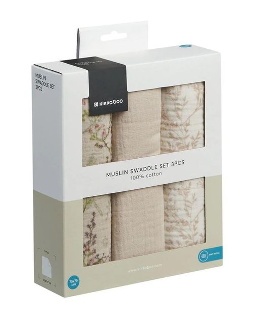 купить Аксессуар для пеленания Kikka Boo 31103010107 Pelinci de muselina Secret Garden Beige, 75x75cm, 3buc в Кишинёве 