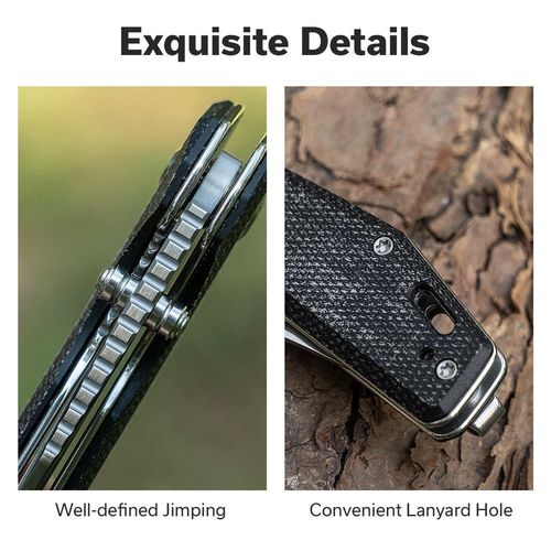купить Нож походный Sencut S25038-2 Vornix, mâner Canvas Micarta negru, Liner Lock в Кишинёве 
