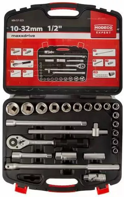 купить Набор ручных инструментов Modeco Expert 309714 МН-57-323, ключи торцевые 23 шт. 1/2 дюйма, пластиковый комплект в Кишинёве 