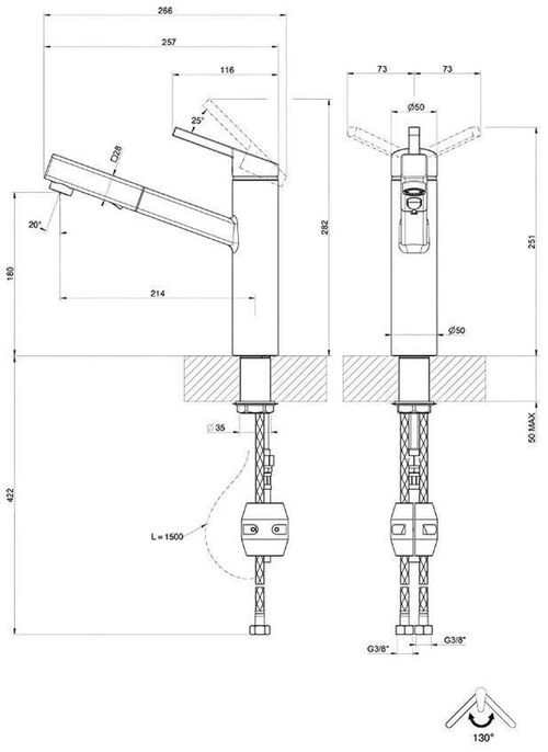 купить Смеситель кухонный Gessi 60535-299 Thalium Matte Black в Кишинёве 