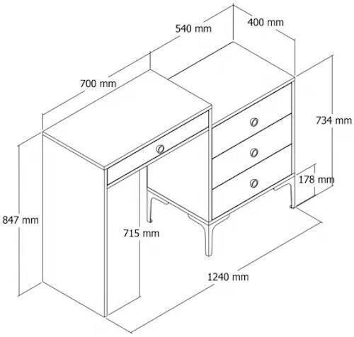 cumpără Măsuţa de toaletă Trendy Lizbon 554, Nuc, Crem, 124x84x40cm (masa de machiaj) (GTR001463) în Chișinău 