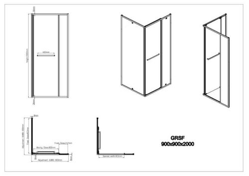 cumpără Cabină de duș miscellaneous GRSF 90x 90x200 GUN GRAY 8mm în Chișinău 