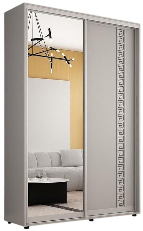 купить Шкаф Mobildor-Lux Compact uși glisante Oglindă + PAL cu ornament grecesc (150x45x230H cm) Grey в Кишинёве 