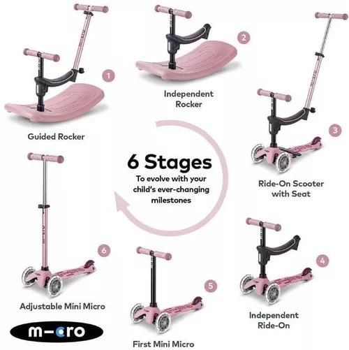 cumpără Trotinetă Micro MMD386 Trotineta 6in1 Mini Rock&Go Deluxe LED Dusty Rose în Chișinău 