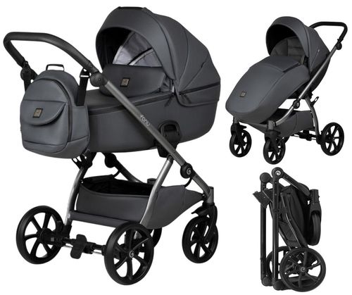 купить Детская коляска Tutis 2in1 UNO5+ Leather 2/1 Jet Black (1402166) в Кишинёве 