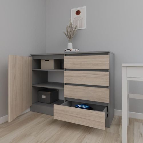 купить Комод Smartex (16081) Т2 100cm Grafit+Stejar Deschis в Кишинёве 