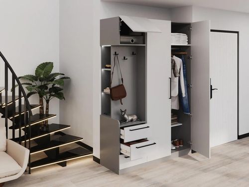 cumpără Mobilă pentru antreu Bayro Serenity 1500x2200x518 de colț stâng trend grey cu 3 sertare în Chișinău 