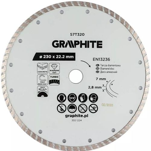 купить Диск отрезной Graphite 56669 Disc diamant Turbo d230×22.2mm (57T320) в Кишинёве 