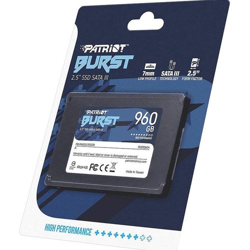 cumpără Solid state drive intern 960GB SSD 2.5" Patriot Burst PBE960GS25SSDR, 7mm, Read 450MB/s, Write 320MB/s, SATA III 6.0 Gbps (solid state drive intern SSD/Внутрений высокоскоростной накопитель SSD) în Chișinău 