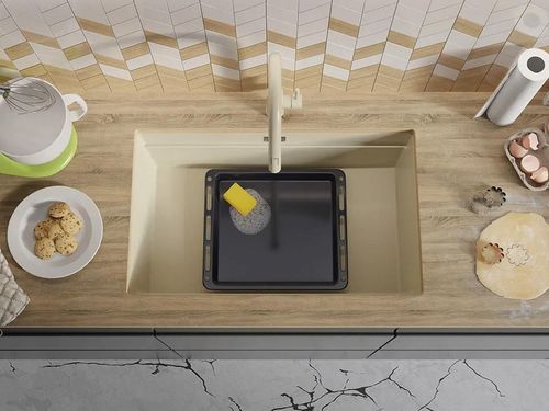 cumpără Chiuvetă bucătărie Primagran Prague 80 Level Undermount Beige + accesorii 470x760 MP8KB#P în Chișinău 