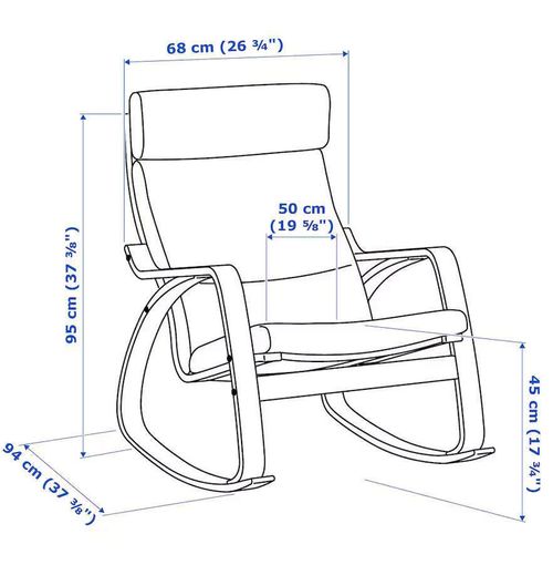 купить Кресло Ikea Poang (Furnir Mesteacăn/Hillared Antracit) balansoar в Кишинёве 