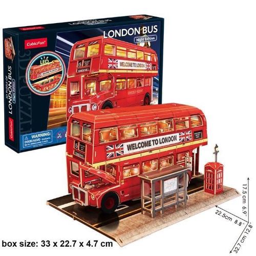 купить Конструктор Cubik Fun L538h 3D puzzle Autobuz londonez cu 2 etaje cu iluminare LED, 161 elemente в Кишинёве 