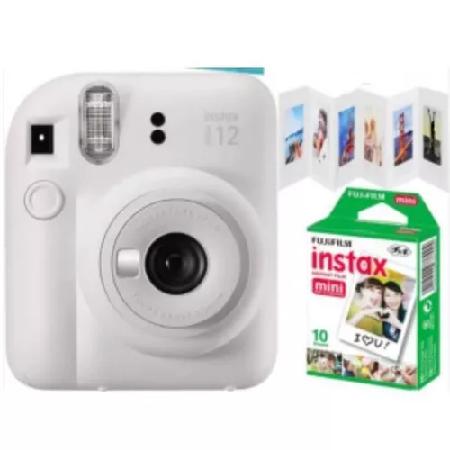купить Фотоаппарат моментальной печати FujiFilm Instax mini 12 Clay White cu rama acordeon, album foto si film 1x10 в Кишинёве 