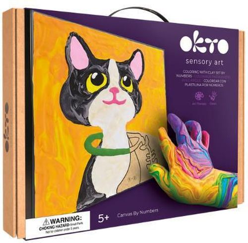 cumpără Set de creație Okto 20036 Pictură pe numere 3D cu plastilină ușoară 29x29сm, Pisica în Chișinău 