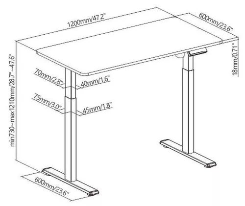 купить Офисный стол Lumi S12-22R-B Electric Single-Motor Sit-Stand Desk в Кишинёве 