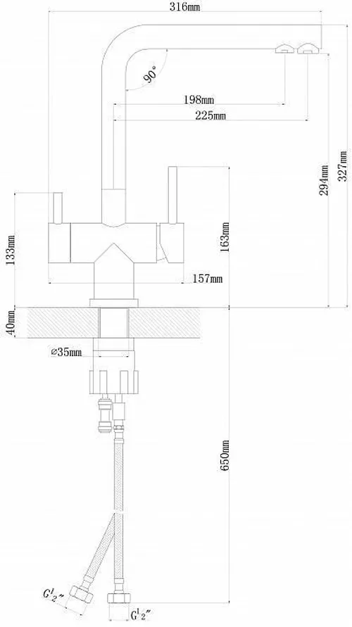 купить Смеситель кухонный Florentina Ares Cafeniu (cu conectare la ﬁltru de apa) в Кишинёве 