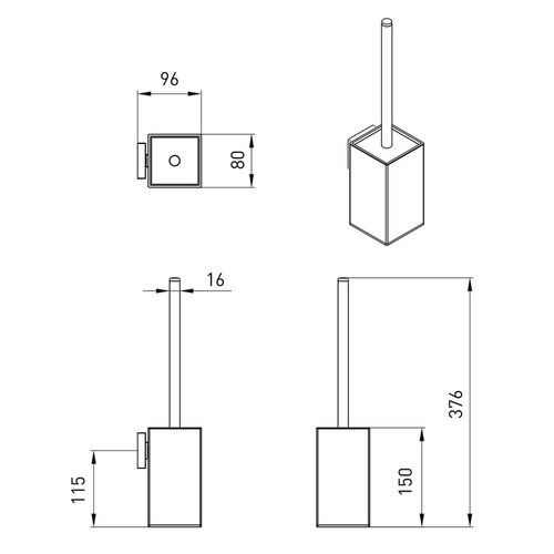 Perie WC metalică VOLLE CUADRO cromo 