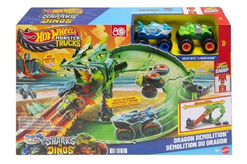 cumpără Mașină Hot Wheels JFR06 Set de joacă Demolarea Dragonului, cu 2 mașini Monster Trucks 1:64 în Chișinău 