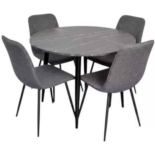 купить Комплект стол и стулья Evelin di Costacurta cтол DT-402-6B + 4 стула YTC-078B Bluvel-14 (Dark grey) в Кишинёве 