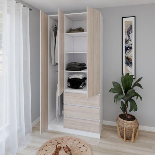 купить Шкаф Smartex (15860) N15 100cm Alb+St.Deschis в Кишинёве 
