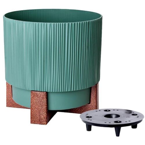 cumpără Ghiveci pentru flori Aleana 128022 Oslo cu insertie si suport decorartiv d12 cm, verde în Chișinău 