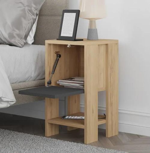 cumpără Noptieră Trendy Ema Stejar, Antracit, 30x55x30cm (GTR001506) în Chișinău 