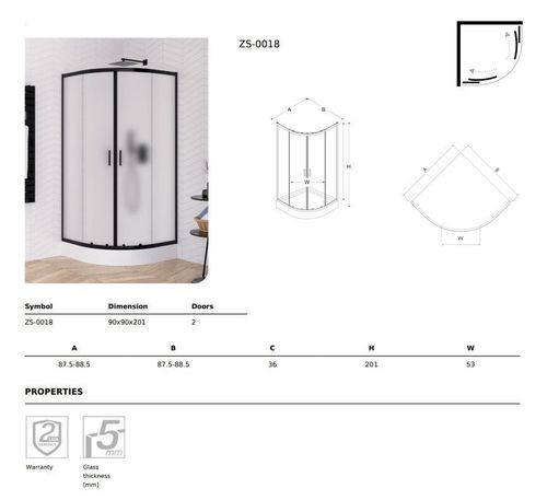 купить Душевая кабина New Trendy Suvia Black Square Matt 90x90x206 (ZS-0018) в Кишинёве 