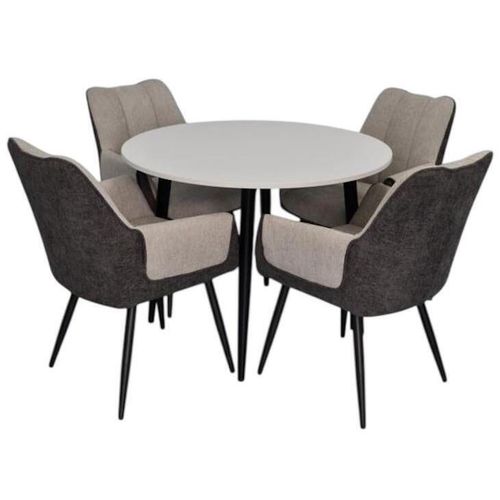 купить Комплект стол и стулья Evelin di Costacurta стол DT-402-3B + 4 стула QT-227B Light grey/Dark grey в Кишинёве 