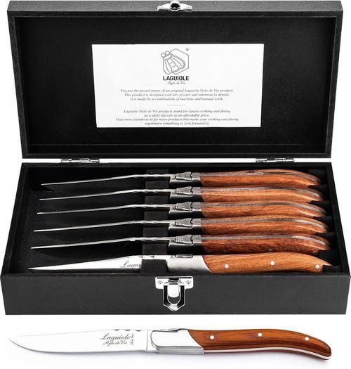 купить Набор ножей Laguiole Luxury Line 6 Steak Knives Rose Wood in cutie lemn в Кишинёве 