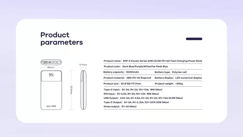 купить Аккумулятор внешний USB (Powerbank) Remax RPP-5 10KmAh PD+QC 20W+22,5W Far Peak Blue в Кишинёве 