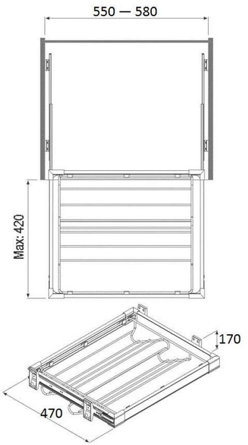 купить Фурнитура для мебели Starax S-6261-A 2ряд 60см антр в Кишинёве 