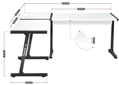 купить Стол компьютерный Huzaro Hero 6.0 White в Кишинёве 