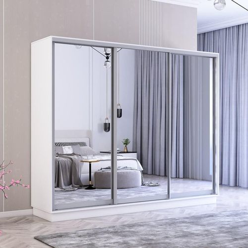 купить Шкаф Mobildor-Lux Fox uși glisante din oglinzi (270x60x210H cm) Alb в Кишинёве 
