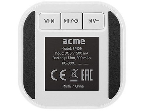 купить ACME SP109W Dynamic Bluetooth speaker White, 3W, 90Hz–20kHz, 80 dB, Li-polymer 300 mA, Battery life: up to 6 hours, USB (boxe portabile sistem acustic/колонки портативные акустическая сиситема), www в Кишинёве 