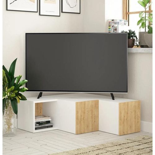 cumpără Comodă TV Trendy Compact, alb, stejar 90x32x92cm în Chișinău 