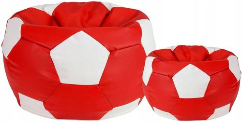 cumpără Fotoliu BeanBag BeanBag BM6035, Minge Ares din piele ecologică, L, Roșu și Alb în Chișinău 