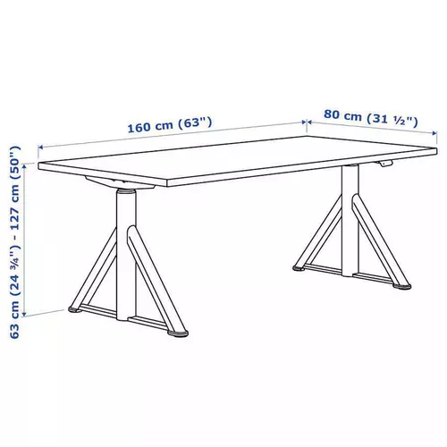 cumpără Masă de birou Ikea Idasen înălțime reglabilă 160x80 (Maro/Gri Inchis) în Chișinău 