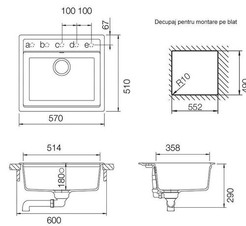 купить Мойка кухонная Schock Cristadur Mono N-100L в Кишинёве 