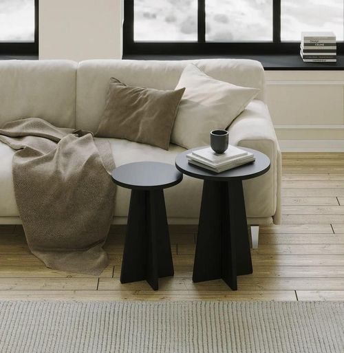 купить Журнальный столик Trendy Грибной 2, черный, набор в Кишинёве 