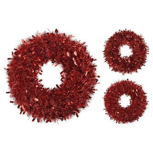 cumpără Decor de Crăciun și Anul Nou Promstore 49345 Венок рождественский мишура D43cm, красный în Chișinău 