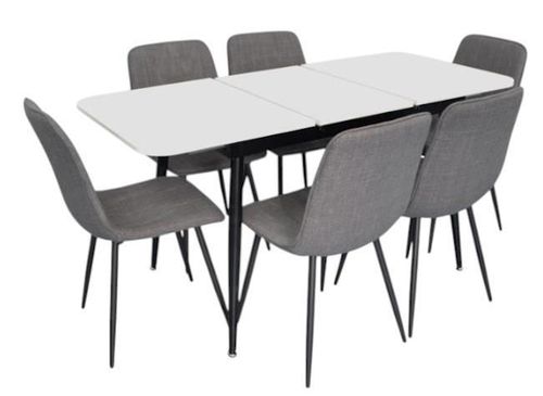 купить Комплект стол и стулья Evelin di Costacurta стол DT-531R B + 6 стульев YTC-078B Bjorn-13 (Grey) в Кишинёве 