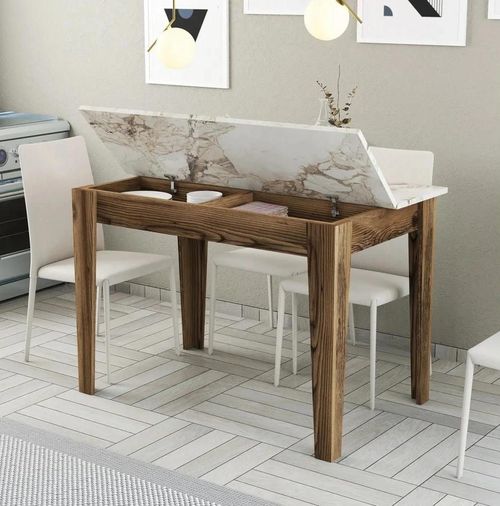 cumpără Masă Trendy Kiev 506-Nuc, Alb 110x75x72cm în Chișinău 
