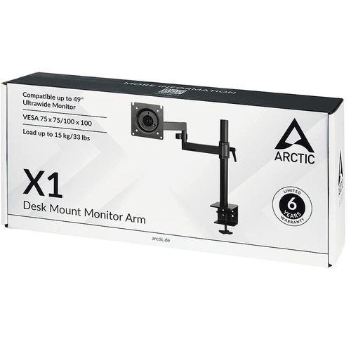 cumpără Arctic X1  Monitor Arm for 1 monitor, up to 49", +/-15° tilt; 180° swivel; 360° rotate, VESA: 75x75, 100x100, Table thickness 20-55mm, Max load capacity 15Kg, AEMNT00061A  (suport de masa pentru monitoare) în Chișinău 