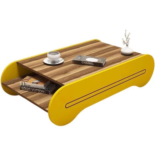 cumpără Măsuţă cafea Trendy Cool, Nuc, Galben 120x30x63cm în Chișinău 